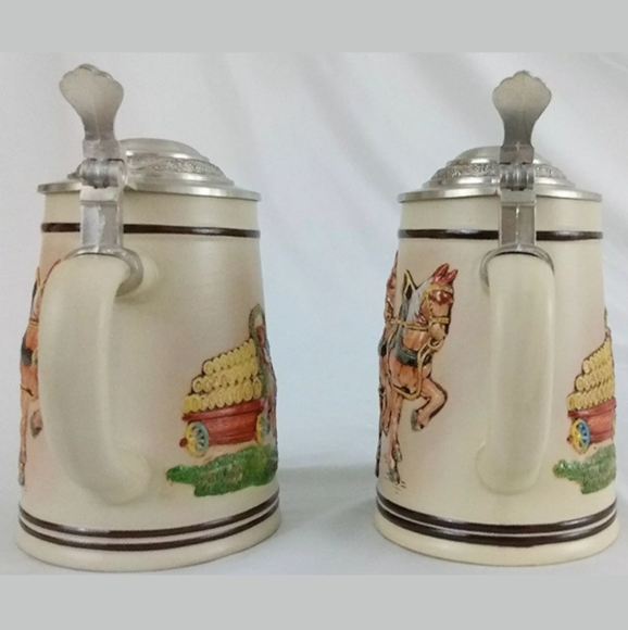 Pair Lidded German Beer Steins - Picture 5 of 8